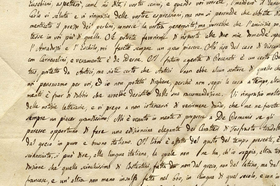 Una preziosa lettera di Leopardi alla Biblioteca di Napoli